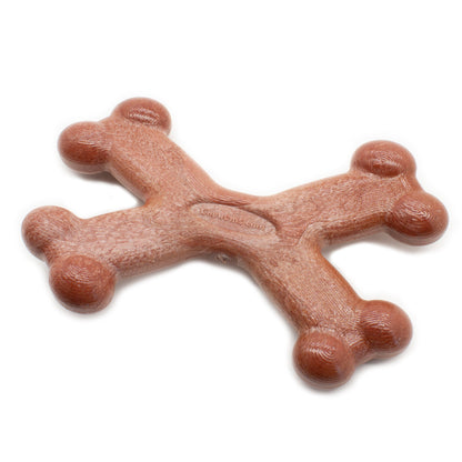 Bacon flavored Chew'ems X Bone large dog toy for power chewers, made in the USA with natural minerals.