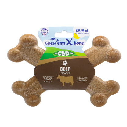 Chew'ems X Bone Dog Chew Toy with Hemp Seed Oil