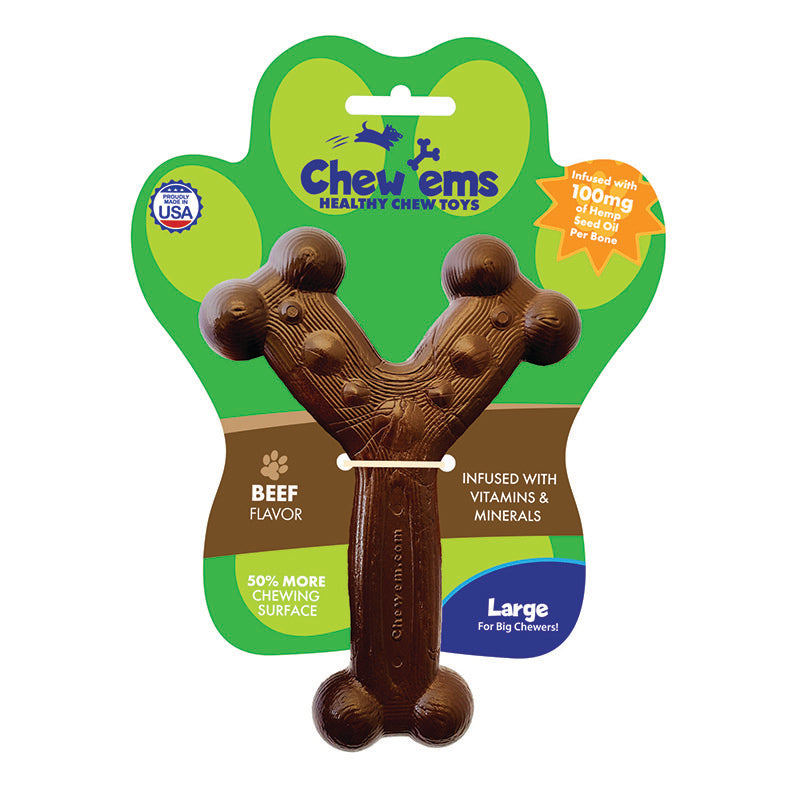 Chew'ems Beef Large Dog Chew Toy with Hemp Seed Oil