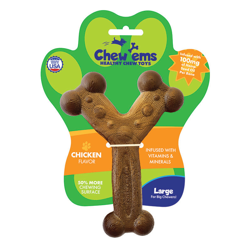 Chew'ems Chicken Large Dog Chew Toy with Hemp Seed Oil