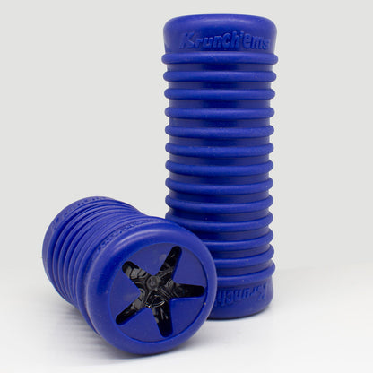 Blue Krunch'ems dog chew toy on a plain white background.