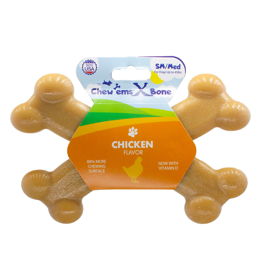 Chew'ems X Bone Small Dog Chew Toy for Aggressive Chewers | Durable USA-Made Dog Bone