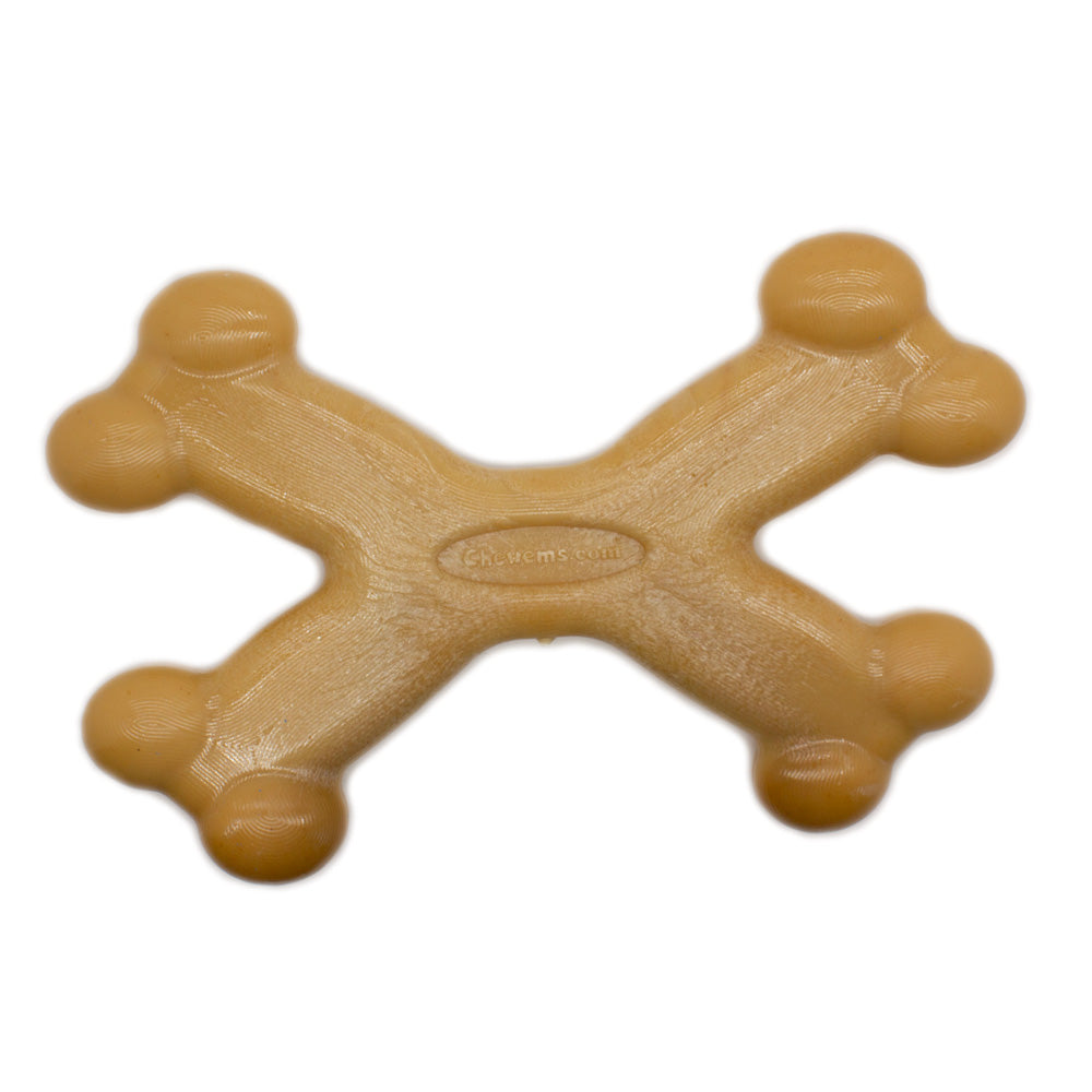 Chicken flavored Chew'ems X Bone large dog toy for power chewers, made in the USA with natural minerals.