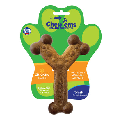 Chew'ems chicken flavored nylon dog chew toy for aggressive chewers, small size, made in the USA.